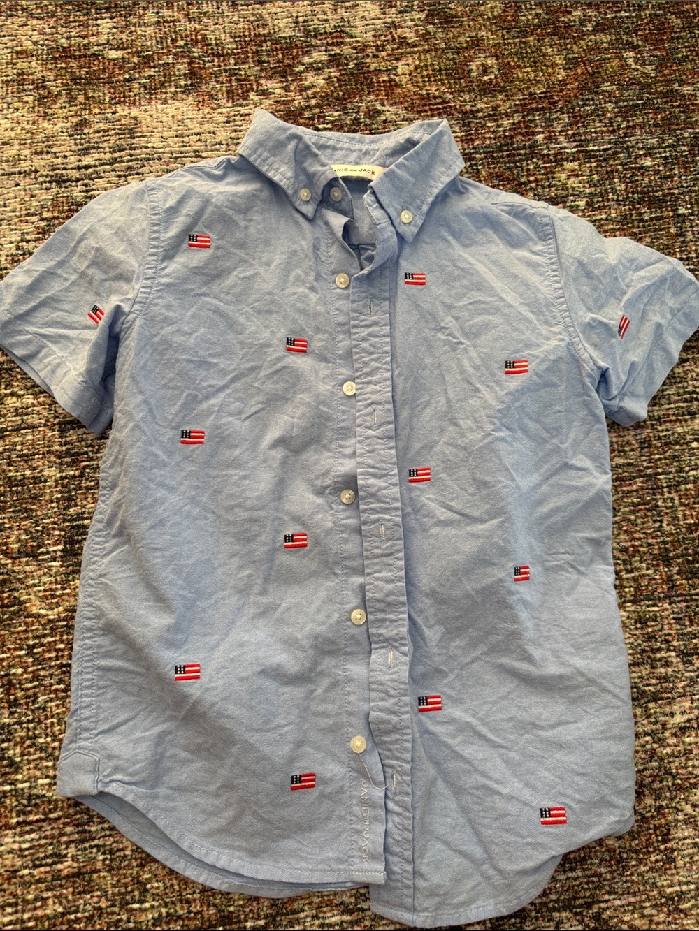 Embroidered American flag button down